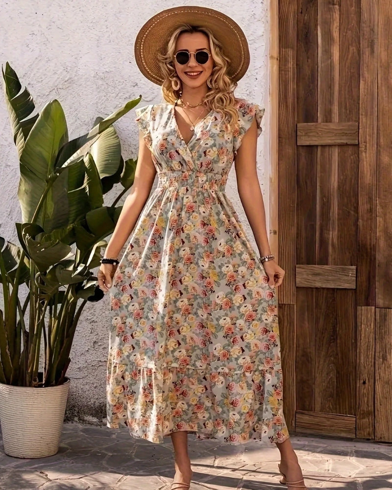 Robe longue bohème fleurie estivale — vue 2