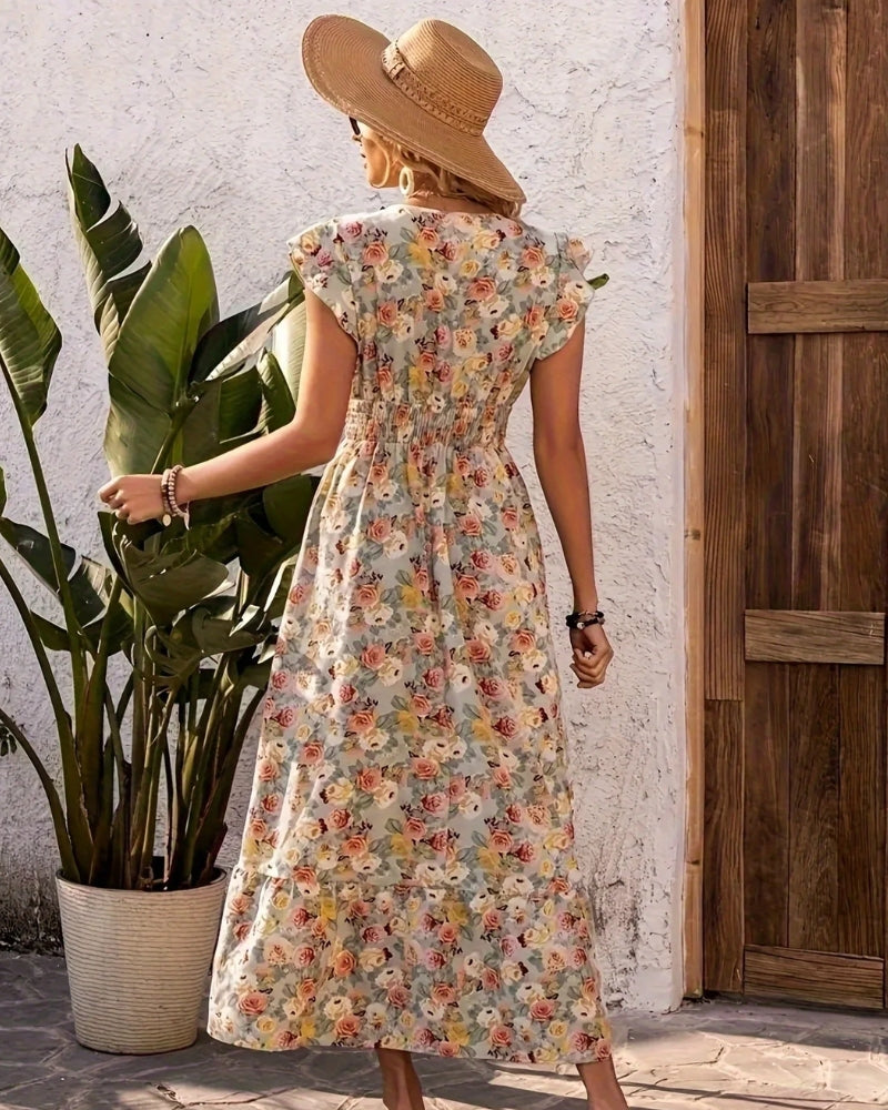Robe longue bohème fleurie estivale — vue 3