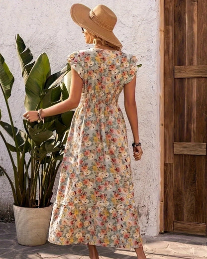 Robe longue bohème fleurie estivale — vue 3