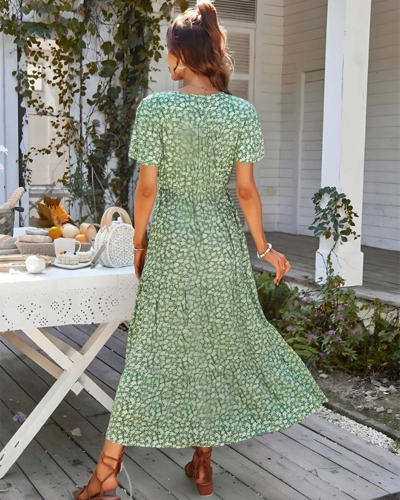 Robe longue vintage imprimé fleuri — BOHERIS