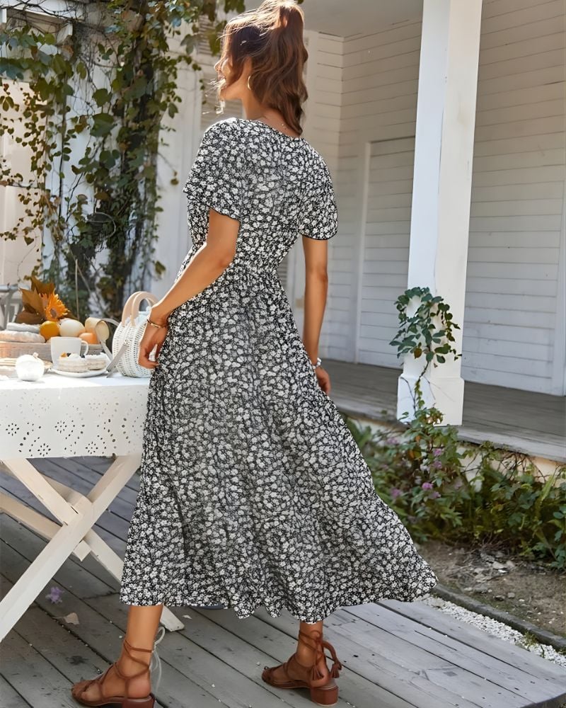 Robe longue vintage imprimé fleuri — vue 6