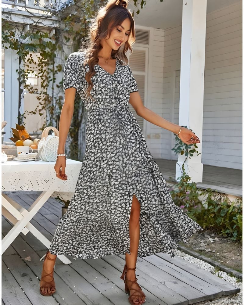 Robe longue vintage imprimé fleuri — vue 7