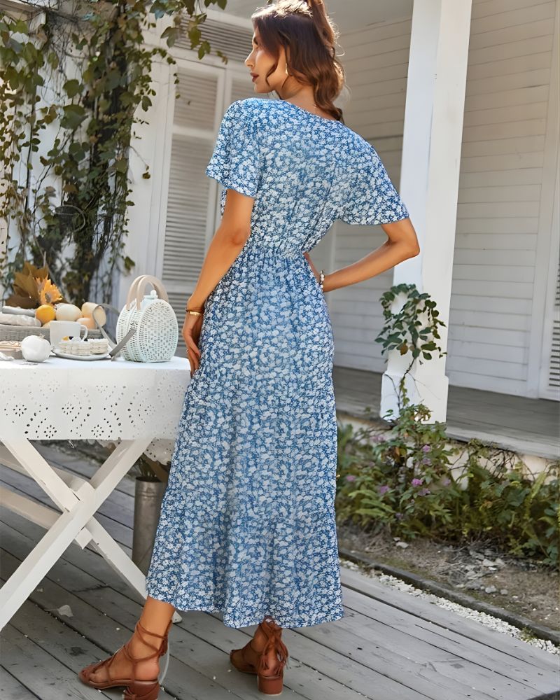Robe longue vintage imprimé fleuri — vue 8