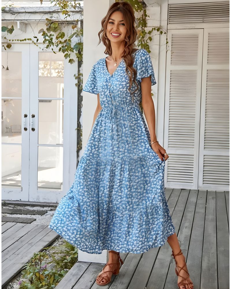 Robe longue vintage imprimé fleuri — vue 9