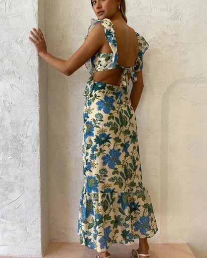 Robe longue volants imprimé plage style bohème — vue 3