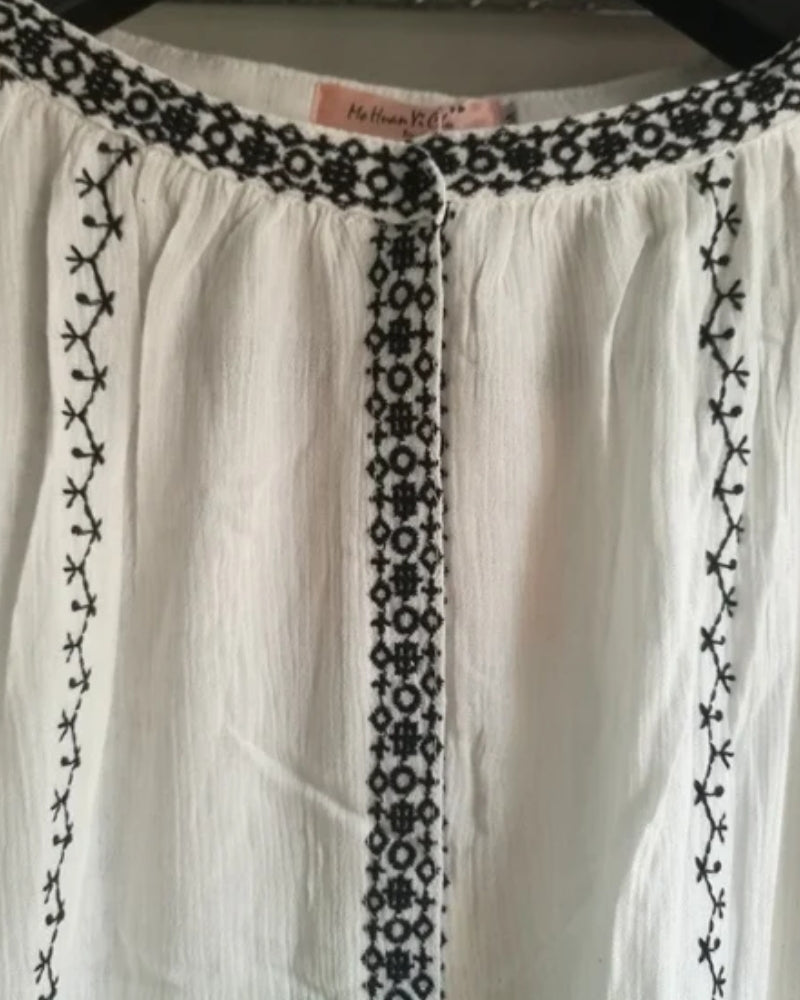 Robe manches lanterne broderie glands style bohème — vue 3