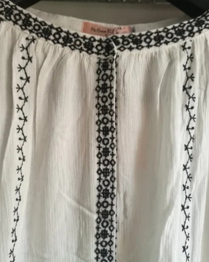 Robe manches lanterne broderie glands style bohème — vue 3
