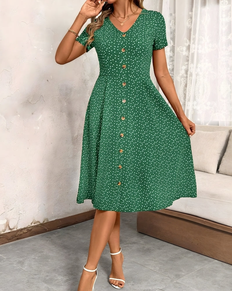 Robe midi à pois à manches courtes — vue 3