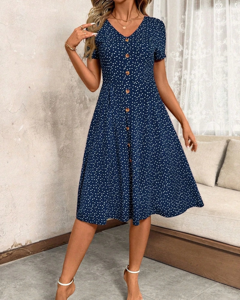 Robe midi à pois à manches courtes — vue 10