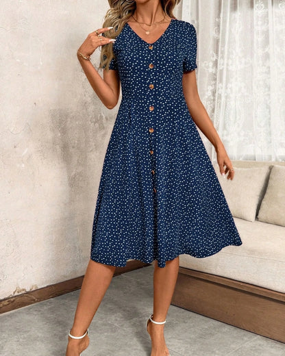 Robe midi à pois à manches courtes — vue 10