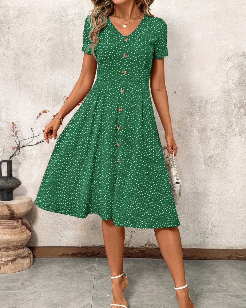 Robe midi à pois à manches courtes — vue 2
