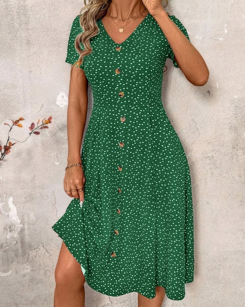 Robe midi à pois à manches courtes — BOHERIS