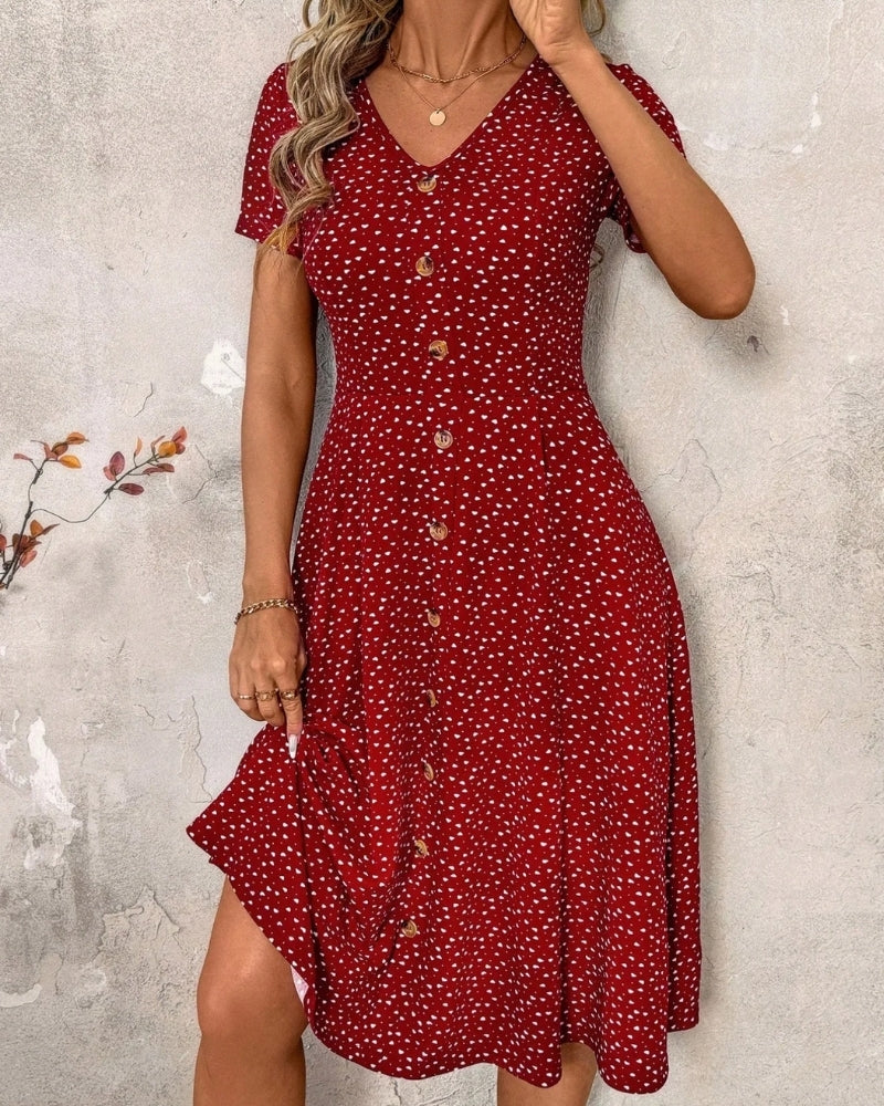 Robe midi à pois à manches courtes — vue 4