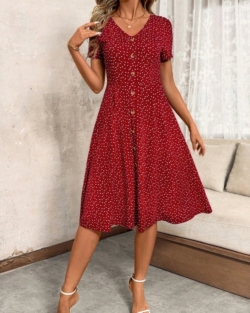 Robe midi à pois à manches courtes — vue 5