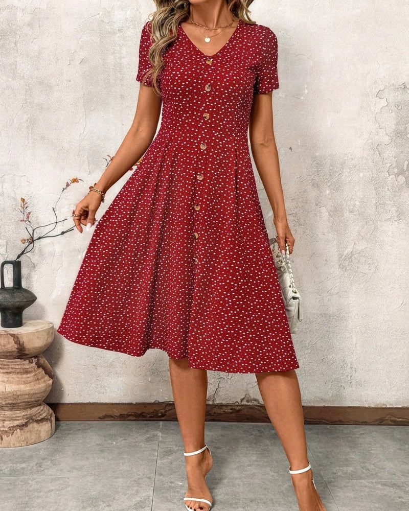 Robe midi à pois à manches courtes — vue 6