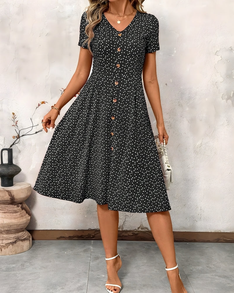 Robe midi à pois à manches courtes — vue 7