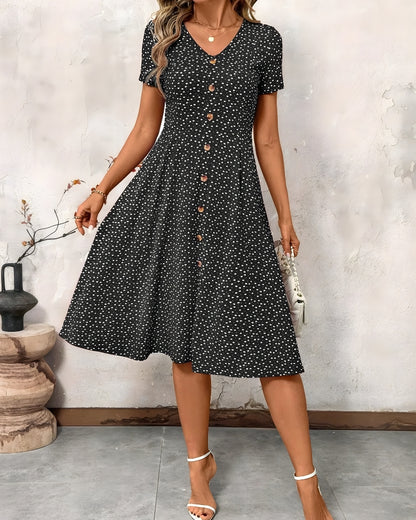 Robe midi à pois à manches courtes — vue 7