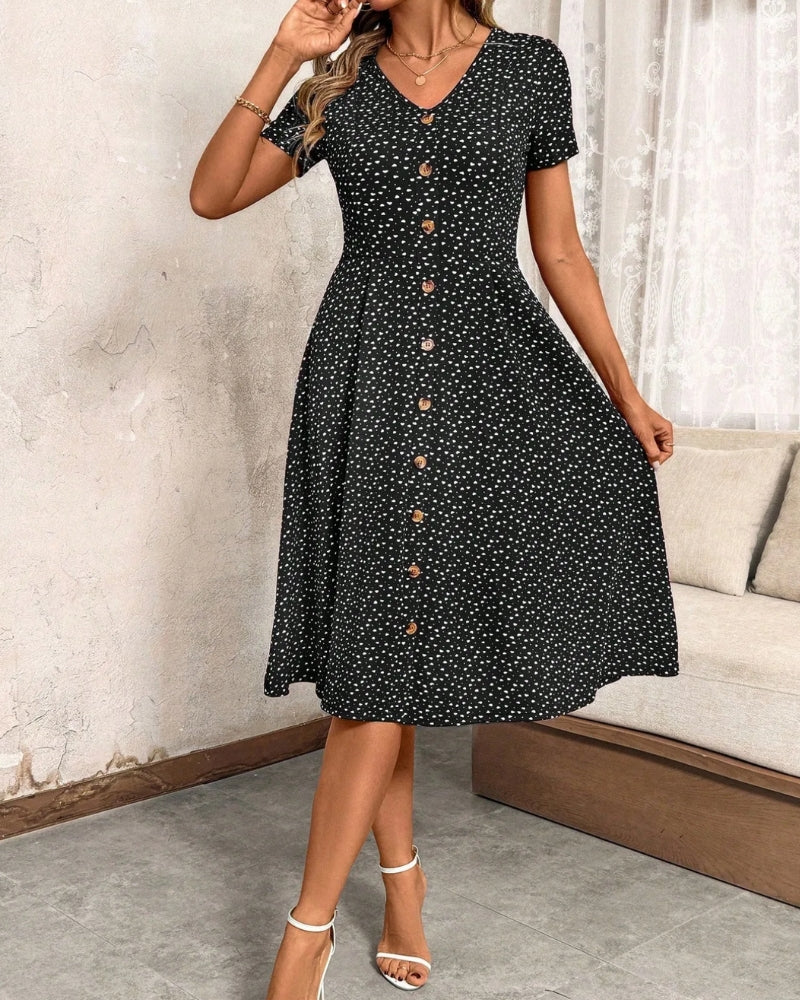 Robe midi à pois à manches courtes — vue 8