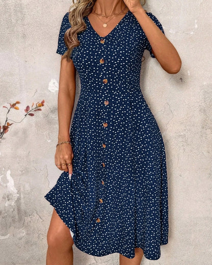 Robe midi à pois à manches courtes — vue 9